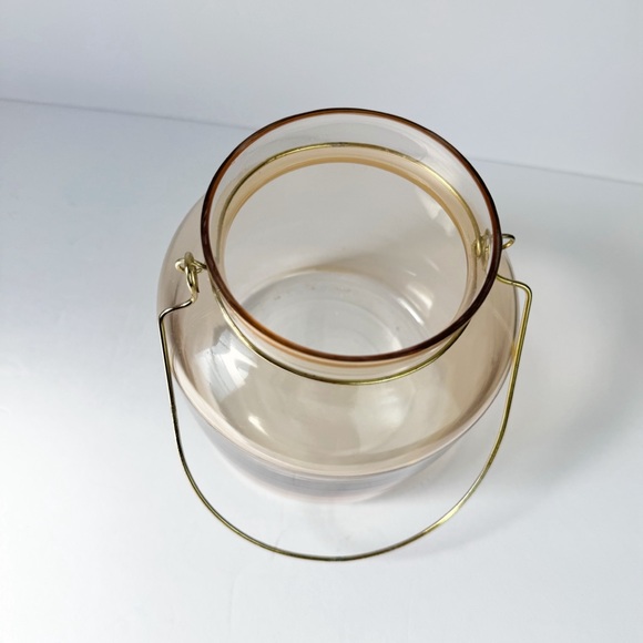 Gold Glass Gold Hanging Latern Vase Candle Holder 4.5” x 5.5” - Picture 7 of 8